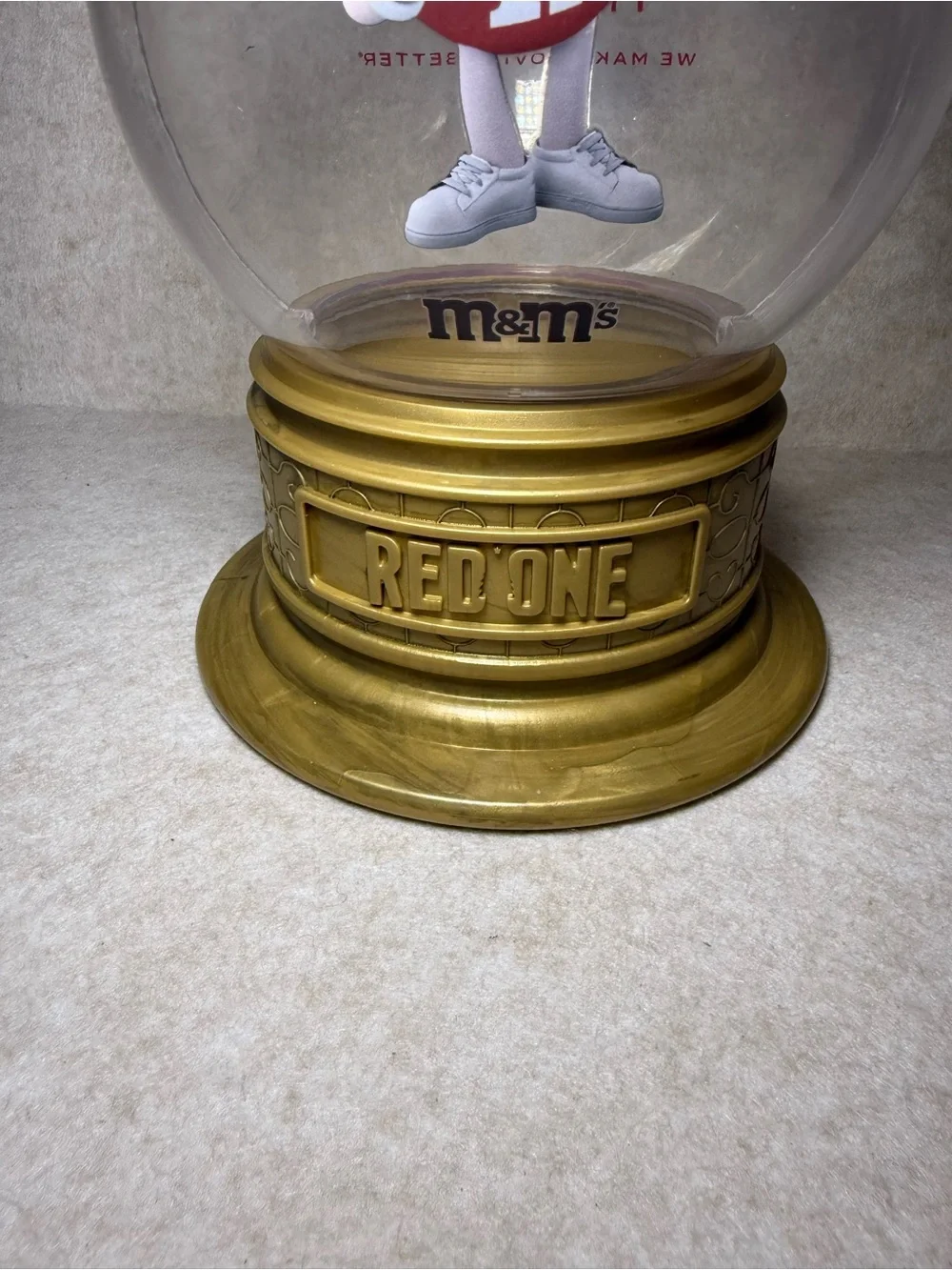 Red One Snow Globe M&M Candy Bucket AMC Exclusive Lights Up Christmas 2024